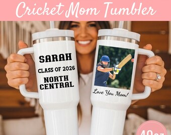 Cricket Mom Gift Personalized 40oz Tumbler Photo Gift Custom Cricket Mom Cup Team Name Player