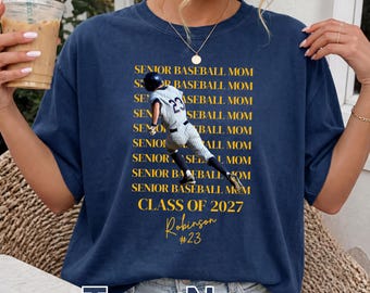 Senior Baseball Mom Shirt, Personalized Class of 2027 Comfort Colors Tee or Sweatshirt, Senior Night Baseball Mom Gift