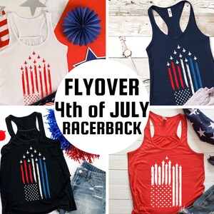 This is a Women's Patriotic Tank Top with the a Blue Angel Flyover. It is a 4th Of July Racerback Tank for Ladies. This tank is a Patriotic 4th Of July Tank.