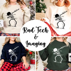 Medical anatomy sweatshirt showing skeletal bone labels. Labeled skull bone diagram apparel for doctors and nurses