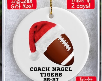 Football Coach Christmas Ornament, Group Gifts for Coaches, Football Coaching Staff Gift, End Of Season Gift