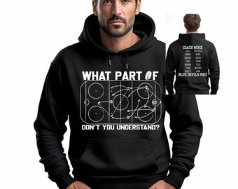Hockey Coach Personalized Sweatshirt Hoodie Shirt, Custom Team Colors, Roster Option Available