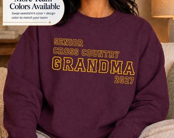 Class Of 2027 Senior Cross Country Grandma Sweatshirt For XC Nana Gift, Team Color Crewneck