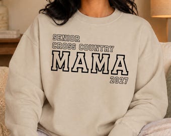 Senior Cross Country Mama Sweatshirt Class Of 2027, Custom Family Title, Team Color XC Mom Crewneck