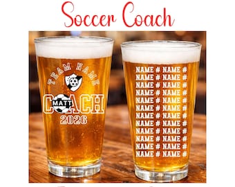 Soccer Coach Personalized Pint Glass – Custom Roster Gift for End of Season