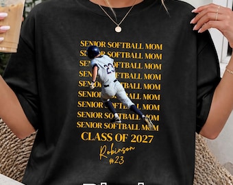Senior Softball Mom Shirt Class of 2027 Comfort Colors Tee or Sweatshirt, Personalized Senior Night Gift For Sports Mom