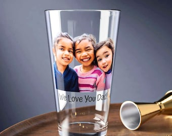 Beer Glasses Customized, Custom Pint Glass, Custom Glasses With Photo,Gift For Dad,Personalized Father's Day Gifts,Personal Gift With Photos