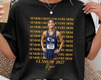 Senior Cross Country Mom Shirt, Personalized with Runner Photo Tee, XC Mom Senior Night Gift, Class of 2027 Sweatshirt