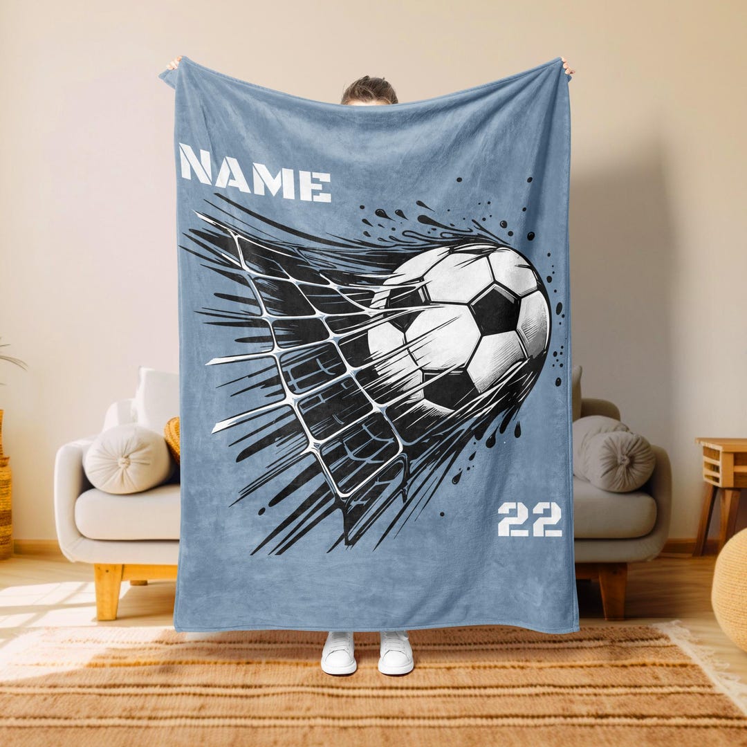 Soccer Blanket, Personalized Gift for Soccer Player Gift, Custom Soccer