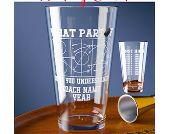 Personalized Hockey Coach Pint Glass – Funny End-of-Season Gift with Coach Name, Year, Player Roster