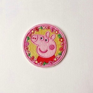 Opstrijkpatch, geborduurde patch, appliqué, appliqué naaien, kledinginsigne, Peppa Pig-patch, Peppa Pig opstrijkbare patch