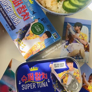 Jin SUPER TUNA Tin Box with real canned sardine fish | Bangtan Kim Seokjin | kpop gift for army fan | Jin Echo tour merch
