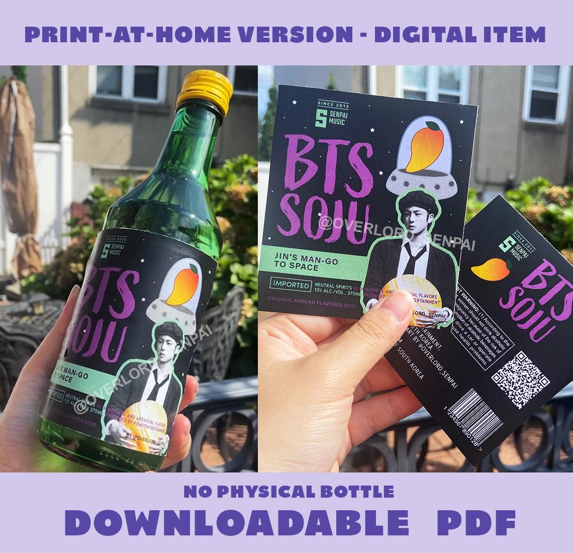 Jin SOJU Bottle Sticker Label / Downloadable Printable DIY Jin Astronaut Version/ Soju label gift for Army kpop fan/ 방탄소년단 소주
