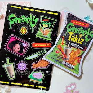 KATSEYE GNARLY TAKIS-stickerset met stickervel |  Kpop Taki Chip Snackzakjesstickers voor feesten Cadeaus en gratis concerten