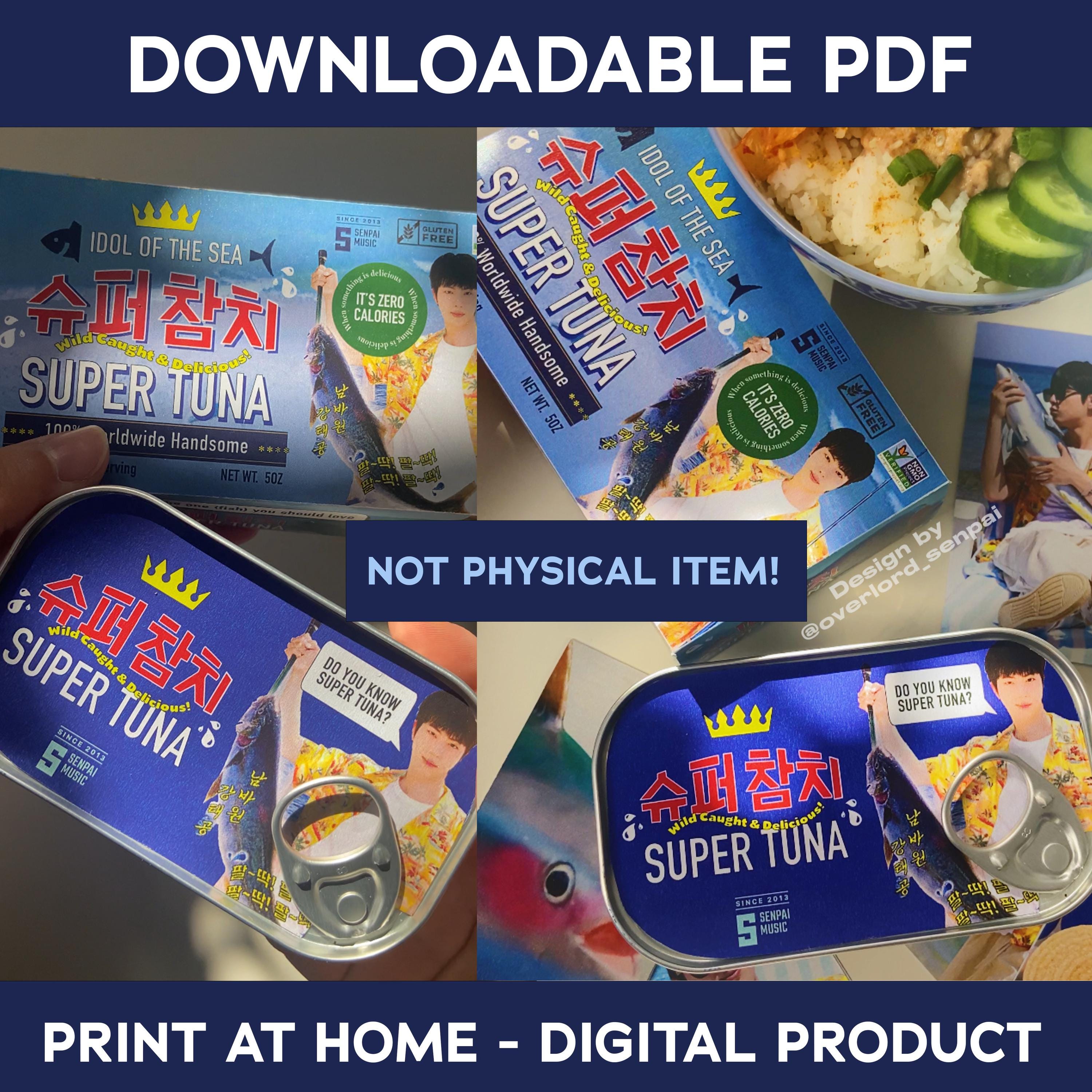 JIN SUPER TUNA Fish Can Design | Downloadable Printibale Pdf Box Art Diy | Gift for army seokjin Fan | Concert Freebie Print File