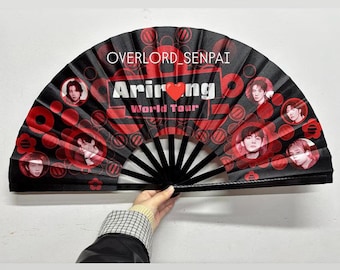 アーミーツアー用大型折りたたみ式クラックファン（K-POPコンサート用、赤と黒）