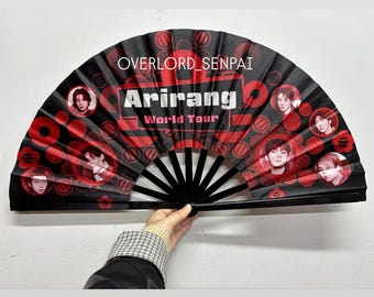 Army Tour Large Foldable Clack Fan for Kpop Concert in Red and Black