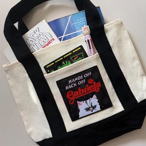 Borsa tote Gabriela e toppa decorativa adesiva con gatto e rosa, regalo carino per il tour Kpop Eyekon, merchandising per magliette, jeans, borse tote