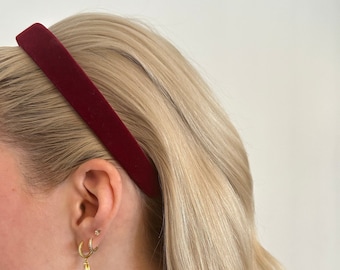 Red Velvet Headband/Valentines Day Accessories/Slim Plush Headband/Comfy/Stocking Stuffers/Accessory for Thick Thin Hair/VSCO/Present Ideas