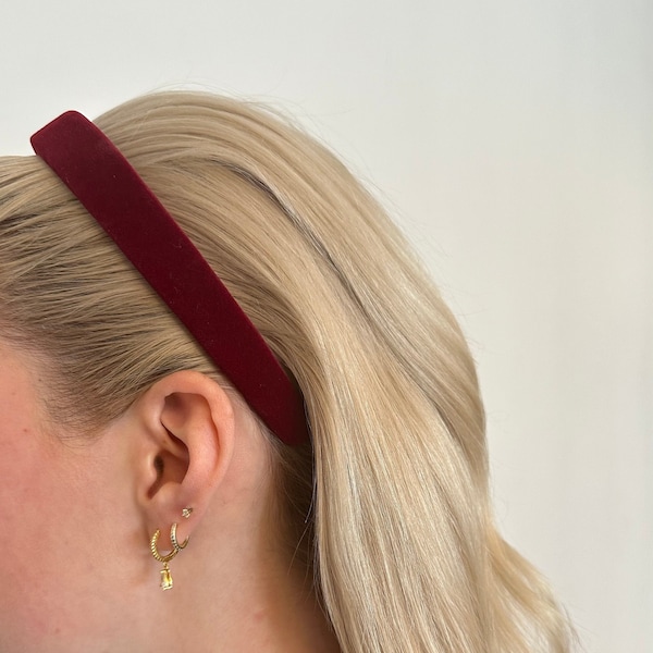 Red Velvet Headband/Valentines Day Accessories/Slim Plush Headband/Comfy/Stocking Stuffers/Accessory for Thick Thin Hair/VSCO/Present Ideas