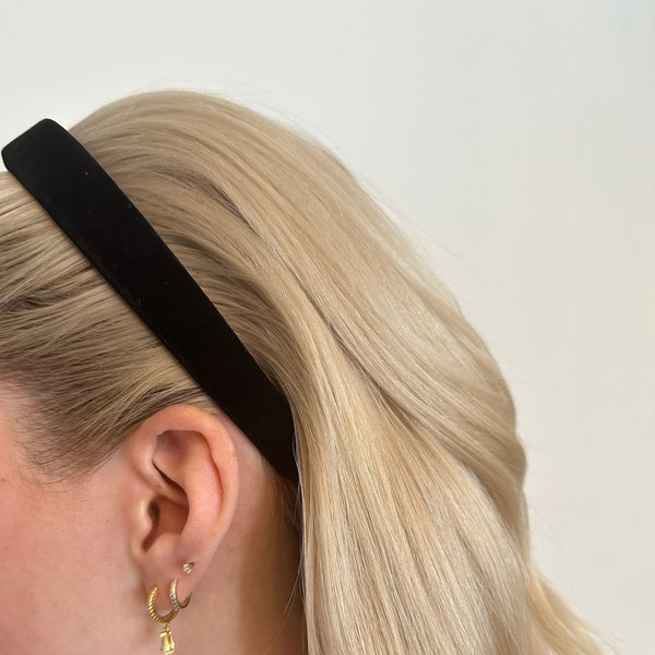 Black Velvet Headband/Fall Hair Accessories/Slim Plush Headband/Comfy/Stocking Stuffers/Accessory for Thick Thin Hair/VSCO/Present Ideas