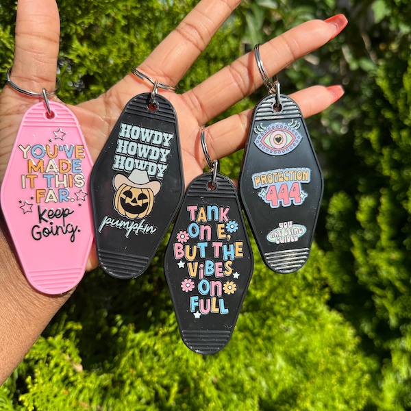 Discounted Retro Motel Key Chain/Free Gift/Mother’s Day/Cute Key Accessories/Floral/Gift for Her/Coffee Lover/Present Ideas/VSCO/Black Owned