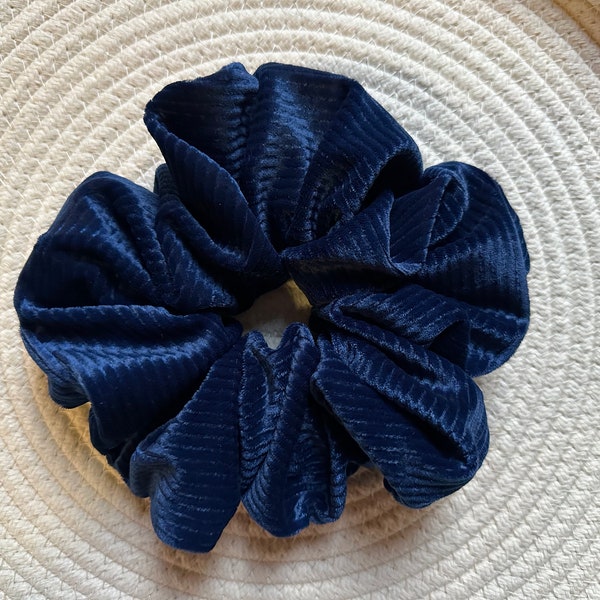 Isabella Blue Ribbed Velvet Extra Large Scrunchie/XL/VSCO/Hair Ties/Hair Accessories/Jumbo/Oversized Scrunchie/Cozy/Gift for Her/Black Owned