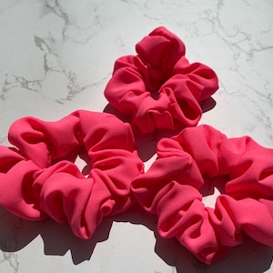 Neon Pink Scrunchie/Soft Lightweight Scrunchie/Kids Hair Tie/Neon Scrunchy/Bright/Oversized/Hair Accessory/Black Owned/Summer Hair Accessory
