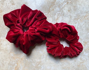 Annie Candy Apple Red Velvet Extra Large Scrunchie/ XL/VSCO/ Hair Ties/Hair Accessories/Jumbo/Oversized/ Free Shipping/Black Owned/