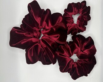 Dark Red Velvet Extra Large Scrunchie/Free Gift/Small Hair Accessory/VSCO/Thick Hair Tie/Hair Accessories Set/Velour/Soft/Black Owned