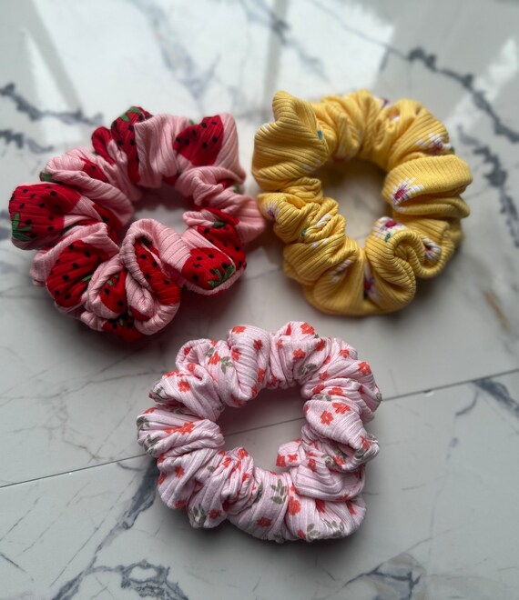 3 Pc Scrunchie Set/strong Grip/spring Summer Scrunchies/xl  display picture 3