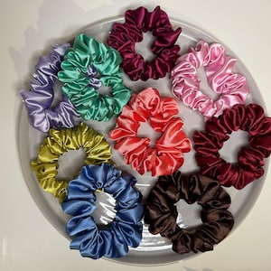 Slim Satin Scrunchie Set/Soft Accessories//VSCO/Mini Scrunchie/Thin Thick/Stocking Stuffer/Hair Ties/Hair Accessories/Black Owned/Free Gift