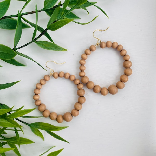 Wood Bead Earrings Etsy