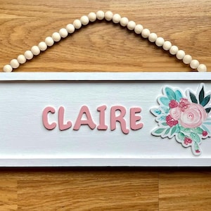 Flower name sign • Personalized name sign • Flower sign • Kids door sign • Dorm sign • Girl door sign • Door name sign • Sign for door