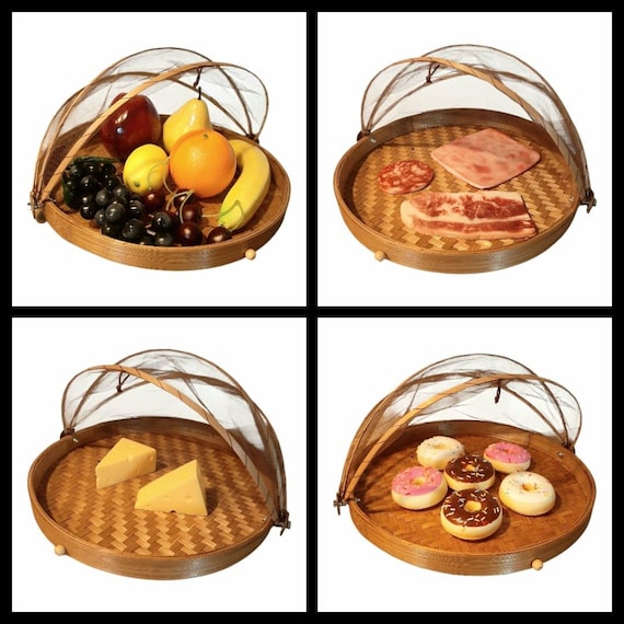 Kse- und Obsthaube, Bambus-Pantry, 30 cm, braunes Netz - Etsy.de