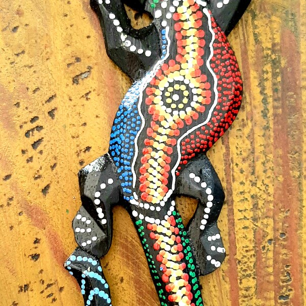 Salamandre en Bois Gecko Peint