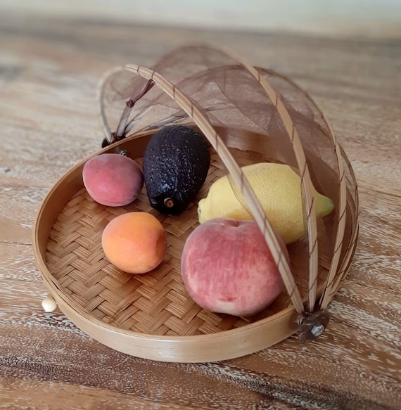Kse- und Obstglocke, Bambus-Pantry, 25 cm, braunes Netz - Etsy.de