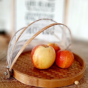 Cheese and fruit cover, bamboo pantry, 30 cm, white mesh
