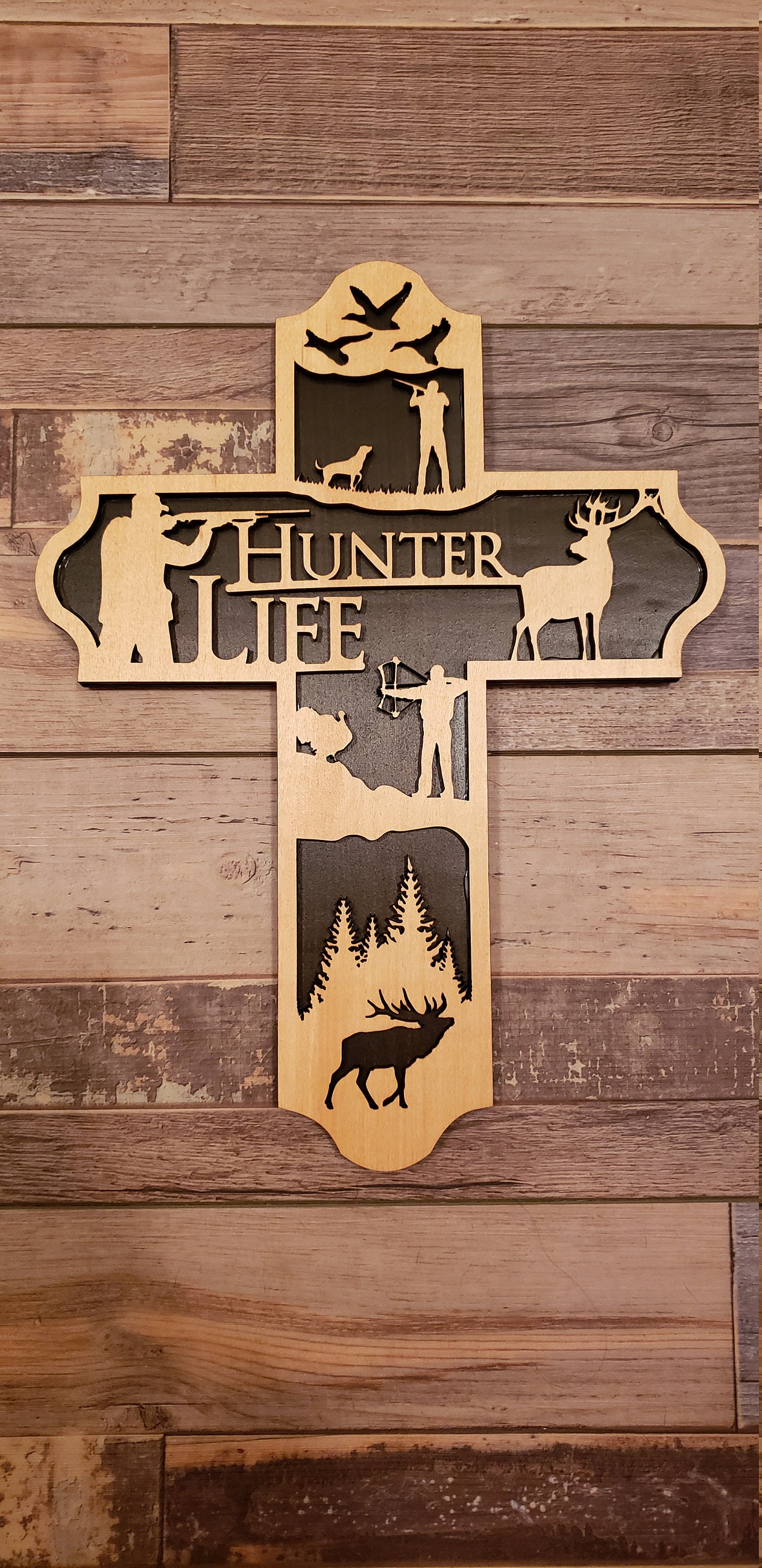 Wooden Hunting Life Cross Hunting gifts for men Hunting Etsy