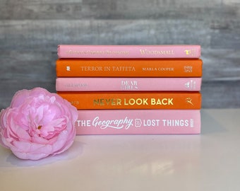 Pink Orange Bedroom Decorative Book Bundle Aesthetic Book Preppy Decor Gift Book For Bedroom Accent Orange Book Pink Book Display Table Book