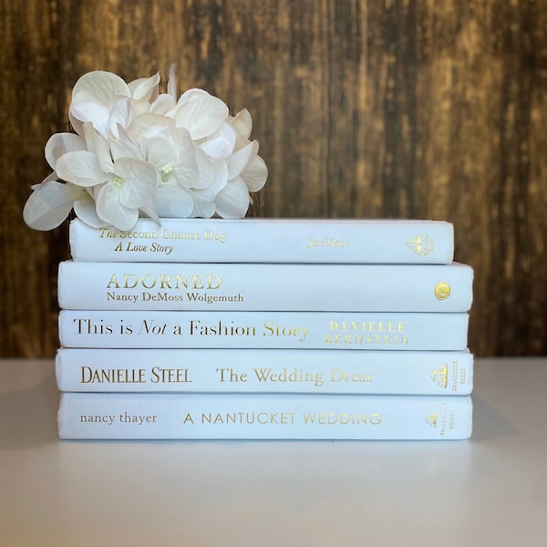 White Decorative Book Styling Unique Vintage Inspired Chic Stylish Modern Minimalist Decorative White Aesthetic Book Bundle Neutral Decor