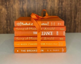 Pumpkin Spice Book Bundle Home Decoration Vibrant Aesthetic Books Complementary Orange Hues DIY Bookshelf Aesthetic Preppy Room Orange Decor