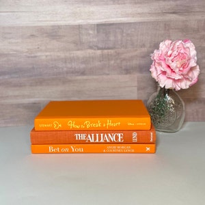 Aesthetic Book Shelf Decor Orange Book Decorate With Books Colorful Bookshelf Aesthetic Gift Book Lover Home Library Design Decorative Book 3 Books