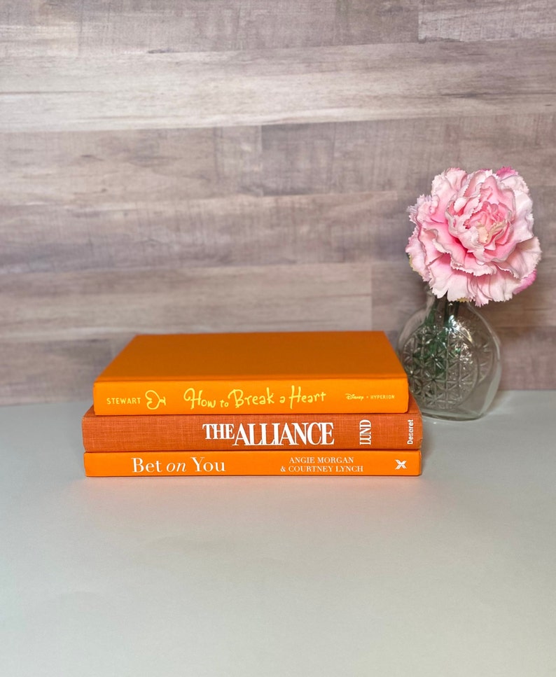 Aesthetic Book Shelf Decor Orange Book Decorate With Books Colorful Bookshelf Aesthetic Gift Book Lover Home Library Design Decorative Book 3 Books