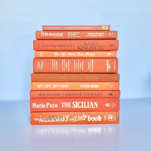 Aesthetic Book Shelf Decor Orange Book Decorate With Books Colorful Bookshelf Aesthetic Gift Book Lover Home Library Design Decorative Book image 8