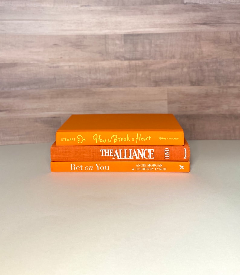 Aesthetic Book Shelf Decor Orange Book Decorate With Books Colorful Bookshelf Aesthetic Gift Book Lover Home Library Design Decorative Book image 7