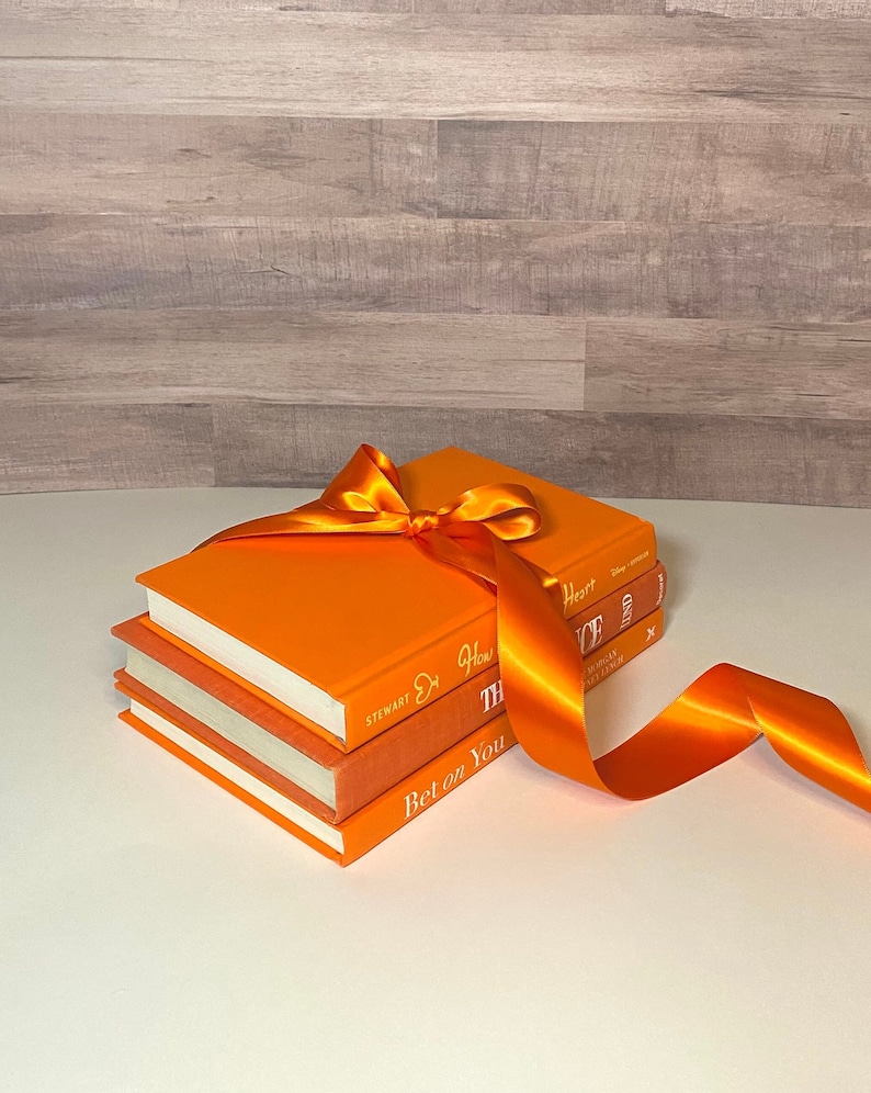 Aesthetic Book Shelf Decor Orange Book Decorate With Books Colorful Bookshelf Aesthetic Gift Book Lover Home Library Design Decorative Book image 4