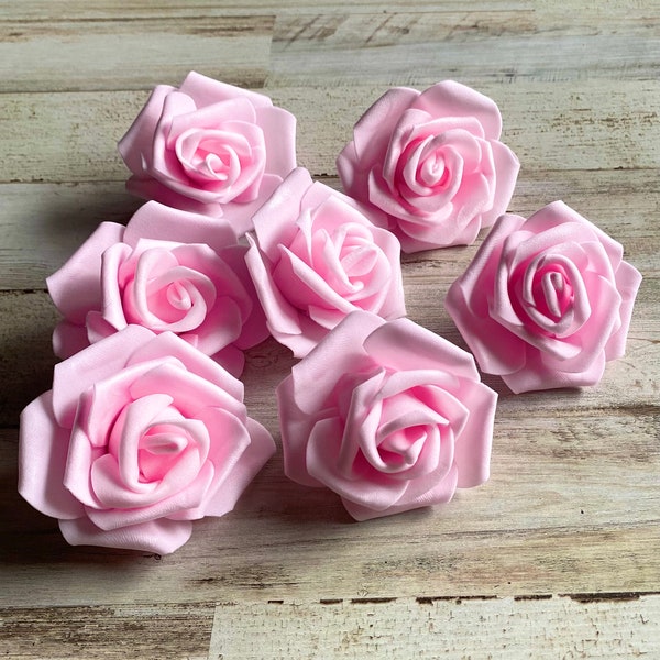 Light Pink 3" Foam Rose Flower Head Decoration Wedding Handmade Party Craft Supply Cake Topper Birthday Theme DIY Craft Baby Shower Pink DIY