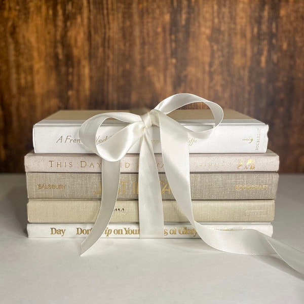 Neutral Beige Hardcover Book Bundle Home Decor Reading Beautiful Neutral Book Minimalist Bookshelf Aesthetic Real Book Coffee Table Book Set