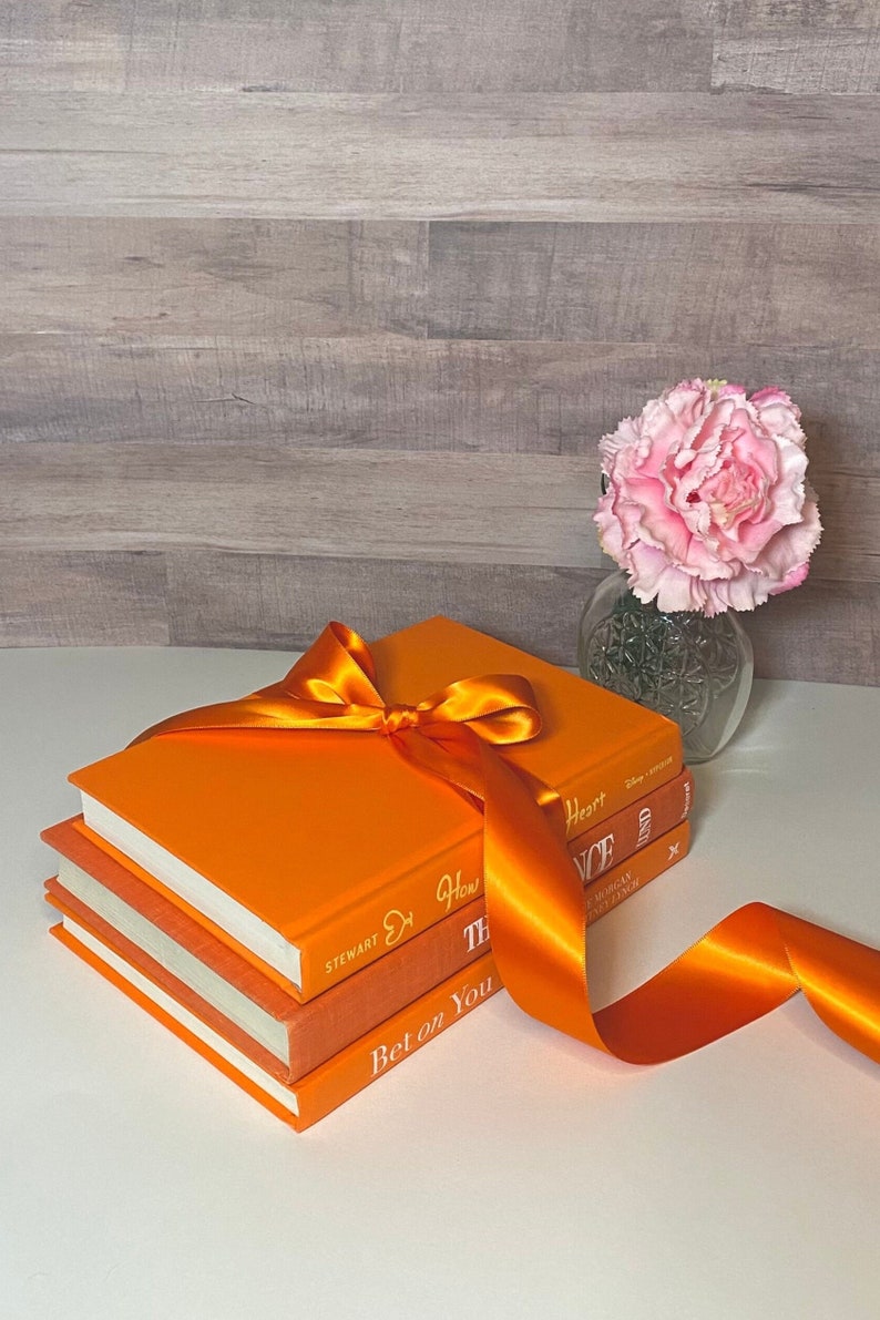 Aesthetic Book Shelf Decor Orange Book Decorate With Books Colorful Bookshelf Aesthetic Gift Book Lover Home Library Design Decorative Book 1 Book